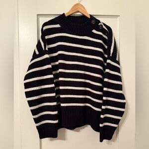 Sezane Navy and White Striped Adrian Sweater